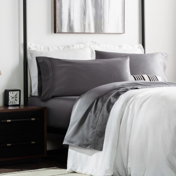 Malouf Juego de Fundas para Almohada Algodón Charcoal